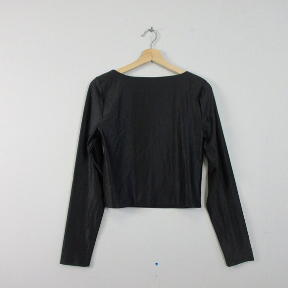Babaton Black Long Sleeve Crop Top - Picture 2 of 10